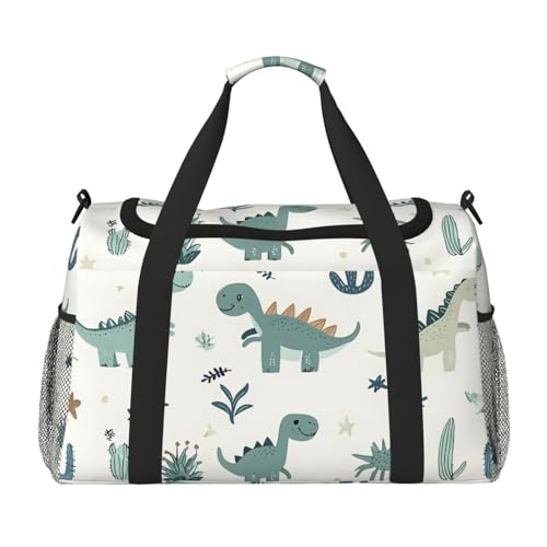 Reisetasche mit Dinosaurier-Kaktus-Motiv, niedliches Tier, Fitnessstudio, Übernachtung, Wochenendtasche für Männer und Frauen, leichtes Handgepäck für Workout, Urlaub von Generisch