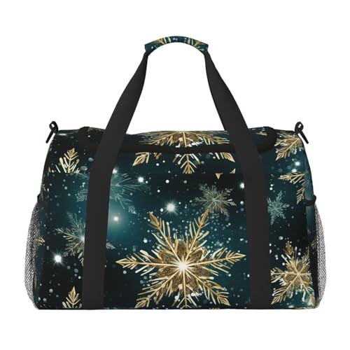 Reisetasche mit Galaxie-Schneeflocken-Motiv, Weihnachten, Galaxie, Fitnessstudio, Übernachtung, Wochenendtasche für Männer und Frauen, leichtes Handgepäck für Workout, Urlaub von Generisch