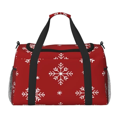 Reisetasche mit Schneeflocken-Motiv, Weihnachten, Fitnessstudio, Übernachtung, Wochenendtasche für Männer und Frauen, leichtes Handgepäck für Workout, Urlaub von Generisch