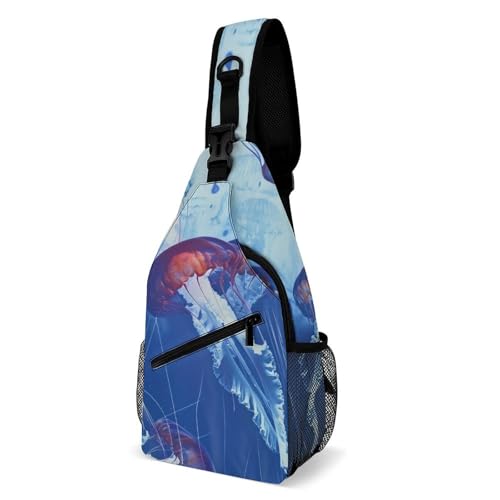 Reisetasche mit verstellbarem Gurt, ideal zum Wandern, Laufen oder Pendeln, bunte Quallen im Ozean von Generisch