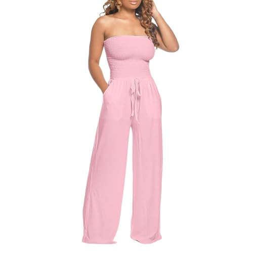 Reißverschluss Halloween Damen-Overall mit Fester Rüschenspitze, ärmellos, zum Schnüren, mittellang, gerade Hose Jumpsuit Damen Elegant Gelb (M) von Generisch
