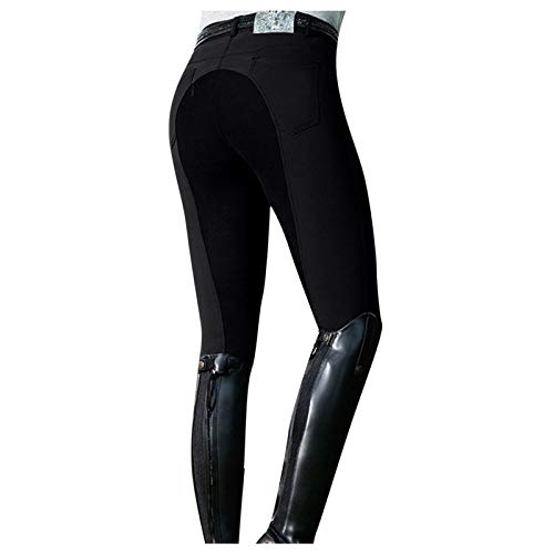 Reitleggings Damen High Waist In Schmaler Passform Leggings Kontrast Atmungsaktives Schnell Trocknend Reithose Outdoor Sporthose Für Reitsport Pferdetraining Mit Taschen Und Gürtelschlaufen,S-Xxl von Generisch