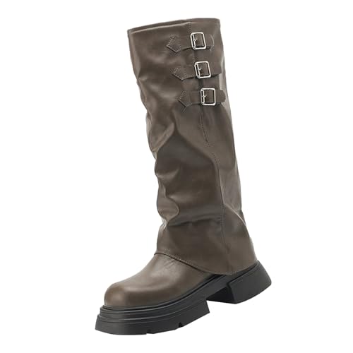 Reitstiefel Damen Leder Stiefel Klobiger Blockabsatz Lederstifel Mid Calf Damenstiefel Stilvoll und Elegant Halbhoch Boots Seitlichem Schnallenriemen Stiefel Damen Midcalf Bikerstiefel Reitstiefel Damen Leder Stiefel Klobiger Blockabsatz Lederstifel Mid Calf Damenstiefel Stilvoll und Elegant Halbhoch Boots Seitlichem Schnallenriemen Stiefel Damen Midcalf Bikerstiefel von Generisch
