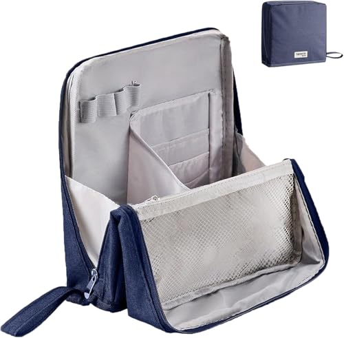 Relevanton Standing Makeup Bag Portable, Large Capacity, Doresty Makeup Bag, Portable Travel Waterproof Organizer Waterproof with Compartments (Cyan) von Generisch