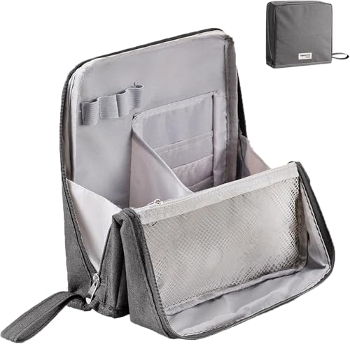 Relevanton Standing Makeup Bag Portable, Large Capacity, Doresty Makeup Bag, Portable Travel Waterproof Organizer Waterproof with Compartments (Gray) von Generisch
