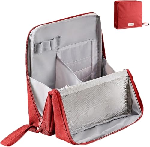 Relevanton Standing Makeup Bag Portable, Large Capacity, Doresty Makeup Bag, Portable Travel Waterproof Organizer Waterproof with Compartments (Red) von Generisch