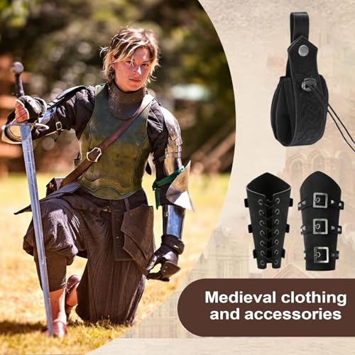 Renaissance Gürtelzubehör - Mittelalterlicher Festival Gürteltasche - Leder Vintage Hüfttasche für Kostümevent Festival Cosplay Mittelaltermarkt Thementage von Generisch