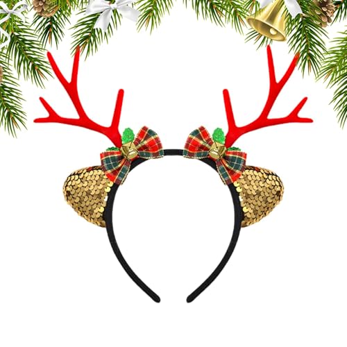Rentier-Geweih-Stirnband, Weihnachts-Rentier-Stirnband,Weihnachtskopfschmuck mit Geweih - Modisches Hirschgeweih-Stirnband, leichtes Haarband für Halloween-Cosplay von Generisch
