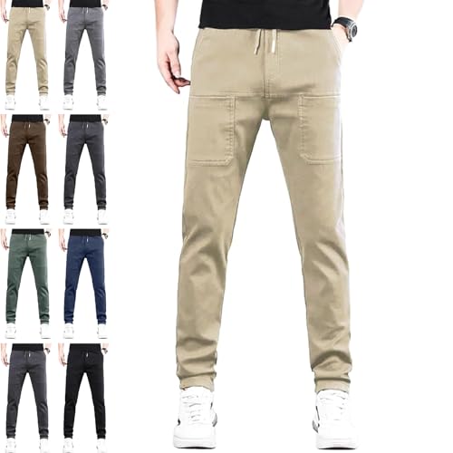 Reonproram Hose, Multipants – hochelastische Cargohose mit mehreren Taschen, Manzera Stretch-Cargohose, khaki, L von Generisch
