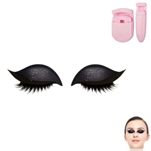 Repairig Lazy Eye Shadow Eyelash Patch, Eyeshadow Eyelashes Makeup Stickers, Lazy Eyelash Stickers, 2-in-1 Reusable Ey𝐞 Makeup Sticker𝐬 with False Lashes & Shadow, For All Eye Shapes (Black/1Pcs) von Generisch