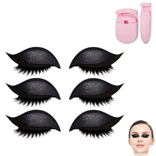 Repairig Lazy Eye Shadow Eyelash Patch, Eyeshadow Eyelashes Makeup Stickers, Lazy Eyelash Stickers, 2-in-1 Reusable Ey𝐞 Makeup Sticker𝐬 with False Lashes & Shadow, For All Eye Shapes (Black/3Pcs) von Generisch