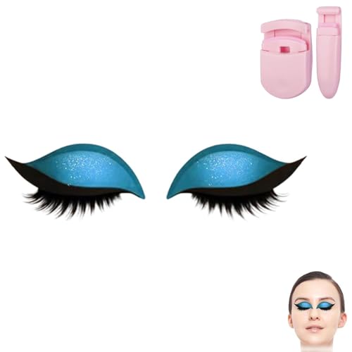 Repairig Lazy Eye Shadow Eyelash Patch, Eyeshadow Eyelashes Makeup Stickers, Lazy Eyelash Stickers, 2-in-1 Reusable Ey𝐞 Makeup Sticker𝐬 with False Lashes & Shadow, For All Eye Shapes (Blue/1Pcs) von Generisch