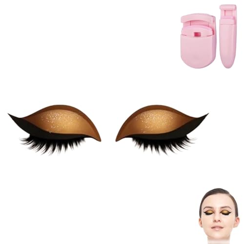 Repairig Lazy Eye Shadow Eyelash Patch, Eyeshadow Eyelashes Makeup Stickers, Lazy Eyelash Stickers, 2-in-1 Reusable Ey𝐞 Makeup Sticker𝐬 with False Lashes & Shadow, For All Eye Shapes (Gold/1Pcs) von Generisch
