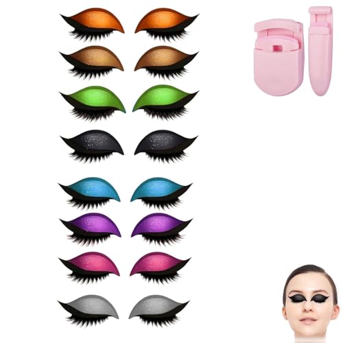 Repairig Lazy Eye Shadow Eyelash Patch, Eyeshadow Eyelashes Makeup Stickers, Lazy Eyelash Stickers, 2-in-1 Reusable Ey𝐞 Makeup Sticker𝐬 with False Lashes & Shadow, For All Eye Shapes (MIX/8Pcs) von Generisch