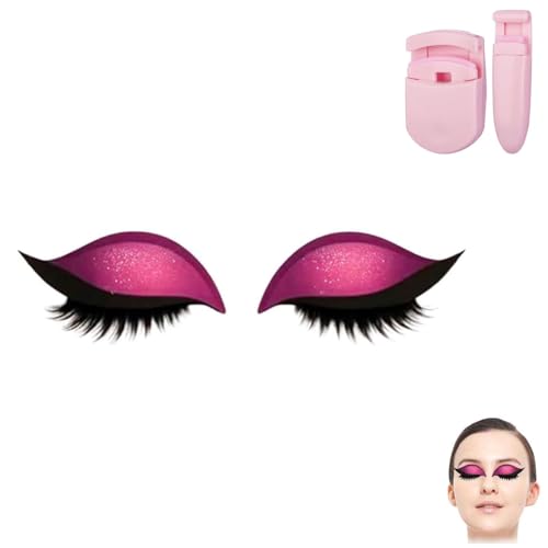 Repairig Lazy Eye Shadow Eyelash Patch, Eyeshadow Eyelashes Makeup Stickers, Lazy Eyelash Stickers, 2-in-1 Reusable Ey𝐞 Makeup Sticker𝐬 with False Lashes & Shadow, For All Eye Shapes (Pink/1Pcs) von Generisch