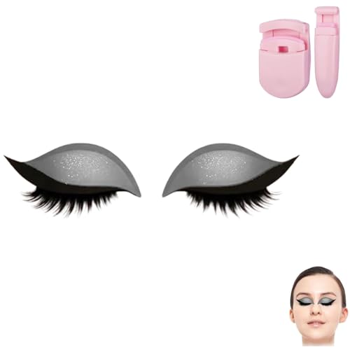 Repairig Lazy Eye Shadow Eyelash Patch, Eyeshadow Eyelashes Makeup Stickers, Lazy Eyelash Stickers, 2-in-1 Reusable Ey𝐞 Makeup Sticker𝐬 with False Lashes & Shadow, For All Eye Shapes (Silver/1Pcs) von Generisch