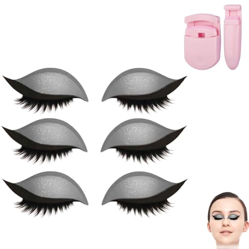 Repairig Lazy Eye Shadow Eyelash Patch, Eyeshadow Eyelashes Makeup Stickers, Lazy Eyelash Stickers, 2-in-1 Reusable Ey𝐞 Makeup Sticker𝐬 with False Lashes & Shadow, For All Eye Shapes (Silver/3Pcs) von Generisch