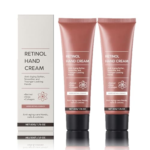 Retinol Anti-Aging Handcreme, Retinol Moisture Hand Cream für Nahrhafte Hand, Leichte Anti-Aging-Hand-Feuchtigkeitscreme für Handfalten, 24H Feuchtigkeit für straffe & jugendliche Hände (2P, 100G) von Generisch
