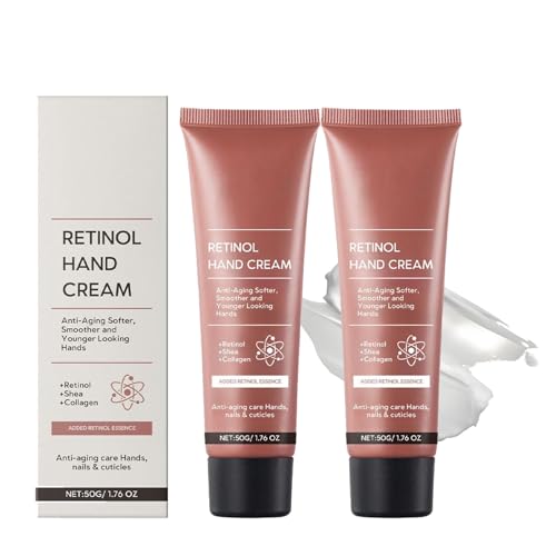 Retinol Handcreme, Weiche, Nahrhafte Hand, Leichte Anti-Aging-Hand-Feuchtigkeitscreme für Handfalten, Handcreme Anti Aging, 24H Feuchtigkeit für straffe & jugendliche Hände, Protect Skin & Nails (2) von Generisch