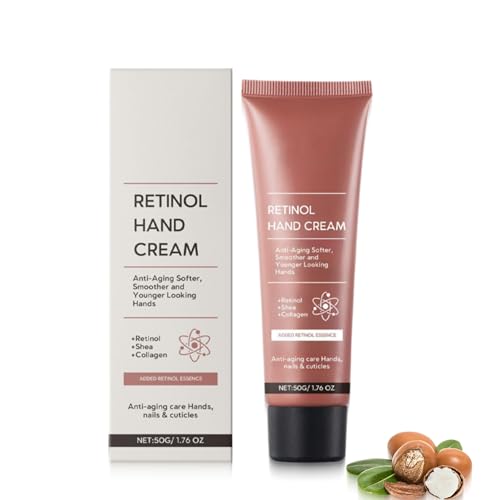 Retinol Handcreme 50g – Mit Hyaluron & Sheabutter, Feuchtigkeitsbooster Handlotion, Leichte Textur Für Faltenreduktion, Anti-Aging Handcreme mit Retinol-Komplex (1) von Generisch