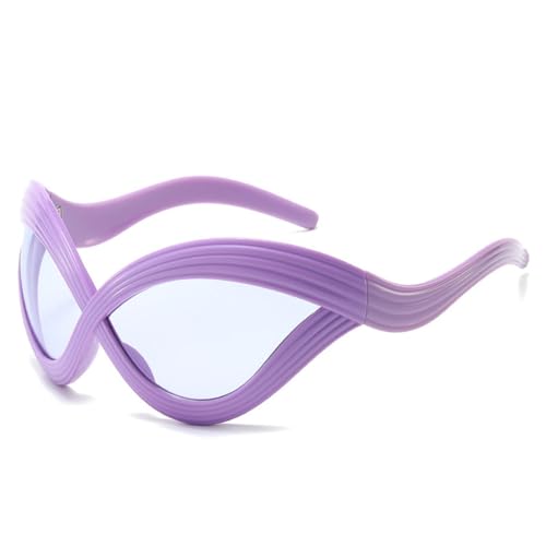 Retro Cat Eye Damen Übergroße Luxus-Sonnenbrille Mode Hip Hop Männer Punk Sonnenbrille Schatten UV400, Violett, Hellviolett, Einheitsgröße von Generisch