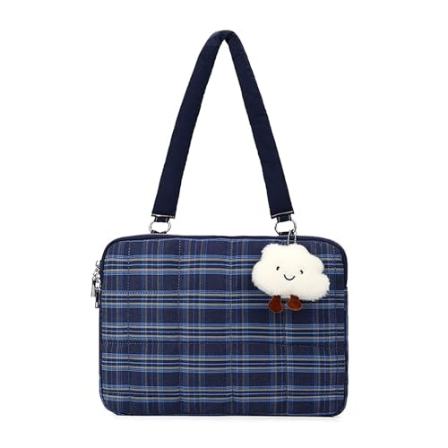 Retro Damen Umhängetasche Leichte Handtasche Layered Design Computertasche Geeignet für Handy und Computer Aufbewahrung, Blau + Wolkenanhänger, s von Generisch