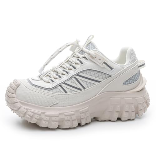 Retro Erhöhung Freizeitschuhe Träumer Kleine weiße Schuhe Frauen Schuhe Bergsteiger Vater (Beige Weiß,38) von Generisch