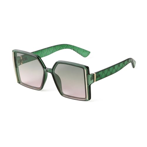 Retro Fashion Green Sunglasses For Women Luxury Trendy Leopard Oversized Sun Glasses Female, C4, Einheitsgröße von Generisch