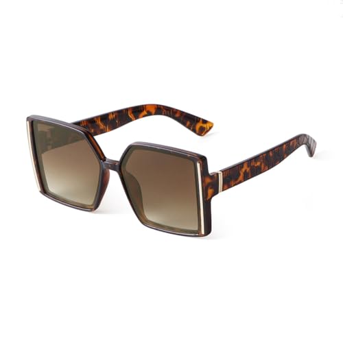 Retro Fashion Green Sunglasses For Women Luxury Trendy Leopard Oversized Sun Glasses Female, C7, Einheitsgröße von Generisch