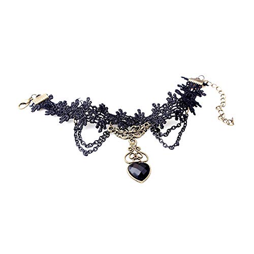 Retro-Halskette für Damen, handgefertigt, Gothic, schwarze Spitze, für Halloween, Punk-Kostüm, Party, Armband. Langlebigkeit von Generisch