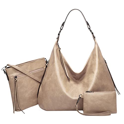 Retro Handtasche Mutter dreiteiliges Set einzelne Umhängetasche Messenger Bag Handtasche Pu Lady Bag uzierte Taschen (Grey, One Size) von Generisch