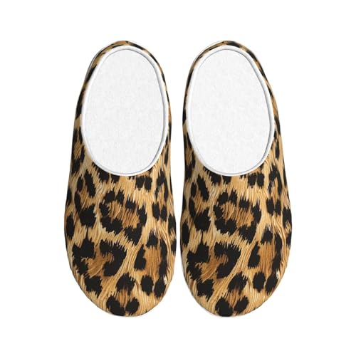 Retro Leopard Print Damen Hausschuhe Flanell Haus Pantoffeln für Herren Giraffenhaut rutschfeste Warme Winterschuhe für Indoor Outdoor, mehrfarbig, X-Small Men/ X-Large Women von Generisch