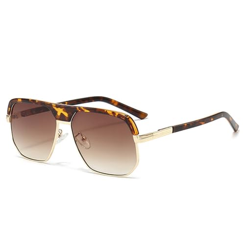 Retro Men Sunglasses Gradient Shades UV400 Women Sun Glasses(Leopard Tea Gradient) von Generisch