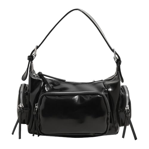 Retro Motorrad Unterarm Umhängetasche PU Leder Achseltasche Multi-Pocket Satchel Bag mit verstellbarem Gurt für coole Mädchen, Schwarz , 300.00x150.00x120.00mm/11.81x5.91x4.72inch Retro Motorrad Unterarm Umhängetasche PU Leder Achseltasche Multi-Pocket Satchel Bag mit verstellbarem Gurt für coole Mädchen, Schwarz , 300.00x150.00x120.00mm/11.81x5.91x4.72inch von Generisch