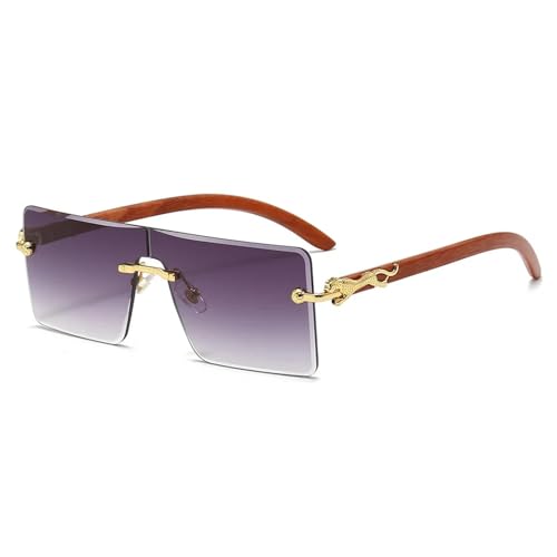 Retro-Sonnenbrille, einteilig, rahmenlos, modisch, trendig, violett, Einheitsgröße von Generisch