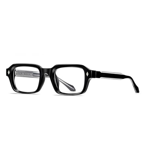 Retro-Sonnenbrille, rechteckig, für Herren, modisch, Punk, UV400, Nieten, Schwarz / klar, Einheitsgröße von Generisch
