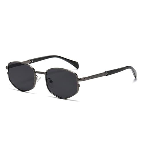 Retro-Sonnenbrille mit Polygon-Design, quadratisch, Metall, modisch, Farbverlauf, UV400, Herren-Sonnenbrille, Gun Grey, Einheitsgröße von Generisch