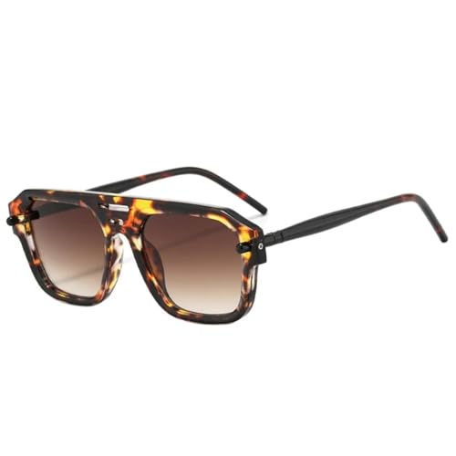 Retro Sunglasses for Women Fashion Clear Gradient Uv400 Men Punk Rivets(Leopard Tea Gradient) von Generisch