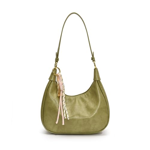 Retro Umhängetasche für Damen Elegante Handtasche PU Leder Unterarm Geldbörse mit Seil Geflecht Anhänger für Arbeit Party oder Date, grün, Einheitsgröße Retro Umhängetasche für Damen Elegante Handtasche PU Leder Unterarm Geldbörse mit Seil Geflecht Anhänger für Arbeit Party oder Date, grün, Einheitsgröße von Generisch