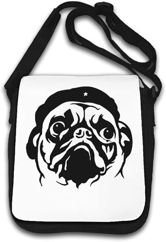 Revolution Pug Cute Che Guevara Parodie Schultertasche Weiß von Generisch