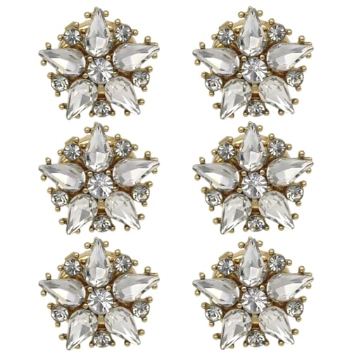 Rhinestone Button Covers,6 pieces Detachable Shirt Button Clips Buttons,Fancy Buttons,Clip Button Covers, Fashion Claw Rhinestone Star Metal Buttons,for Dress Suit Tux Shirt Accessories von Generisch