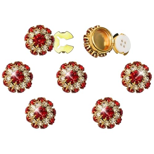Rhinestone Button Covers,Detachable Clip On Button Covers,Garment Crystal Buttons,Women Men Suitable Clothing Embellishments (Golden Red) von Generisch