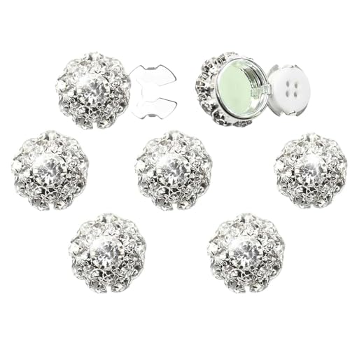 Rhinestone Button Covers,Detachable Clip On Button Covers,Garment Crystal Buttons,Women Men Suitable Clothing Embellishments (Silver) von Generisch