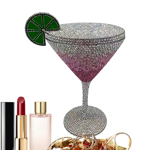 Rhinestone Clutch - Cocktailglas Form Hochzeit Feier Handtasche - Elegant Für Modebegeisterte Feiern Anlässe Tänze Abendessen Ehefrauen von Generisch