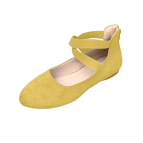 Riemchen Ballerinas Damen Runder Zehenpartie Riemenballerinas Slip-On Flachschuhe Freizeitschuhe Kreuzriemen Halbschuhe Bequem Elegant Balerinaschuhe Tanzschuhe Mit Hint Reißverschlüsse von Generisch