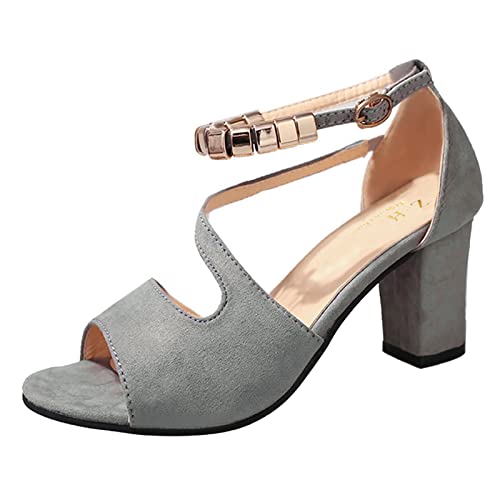 Riemchensandalen Damen Mit Absatz, Sandalen Damen Sommer Elegant Fischmaul Offene Zehe High Heels Sandals Leichtgewichts Blockabsatz Absatzschuhe Casual Modische Barfußschuh Arbeitsschuhe von Generisch