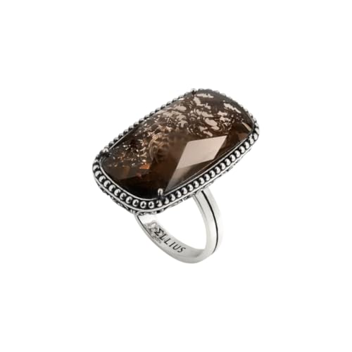 Ring Ellius Damen Voluta Kollektion Seicento aus 925er Silber | Ring mit großem Rauchstein und verstecktem Barock-Detail | Künstlerischer Schmuck Made in Italy von Generisch