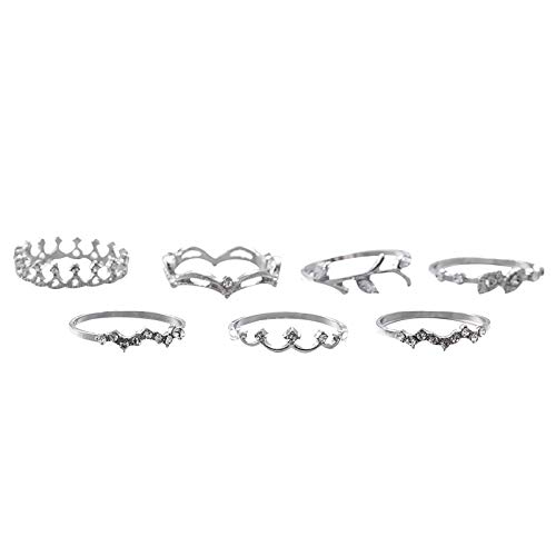 Ring-Set, Ring-Set, 7 Stück, Fingerringe, Vintage-Acrylringe für Damen (wie abgebildet, Einheitsgröße) von Generisch