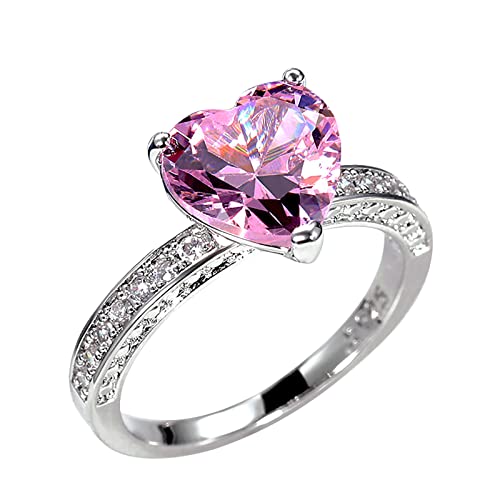Ring Silber 925 Damen Silberringe Mit Zirkonia Bandring Geburtstag Glänzend Ringe Frauen Verlobungsring Eheringe Engagement Ring Geschenke von Generisch