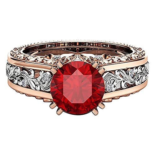 Ring Silber 925 Damen Stapeln Daumenring Eheringe Frauen Ewigkeit Seil Zirkonia Ring Damen Trauringe Verlobungsring Promisering Engagement Schmuck Geschenk 5-11 (Rot, 5) von Generisch